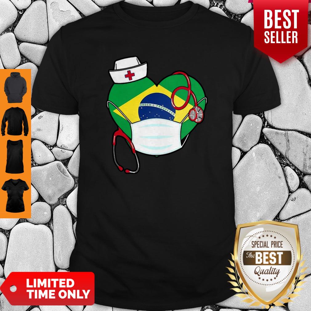 Nice Brazil Nurse Heart Stethoscope Shirt