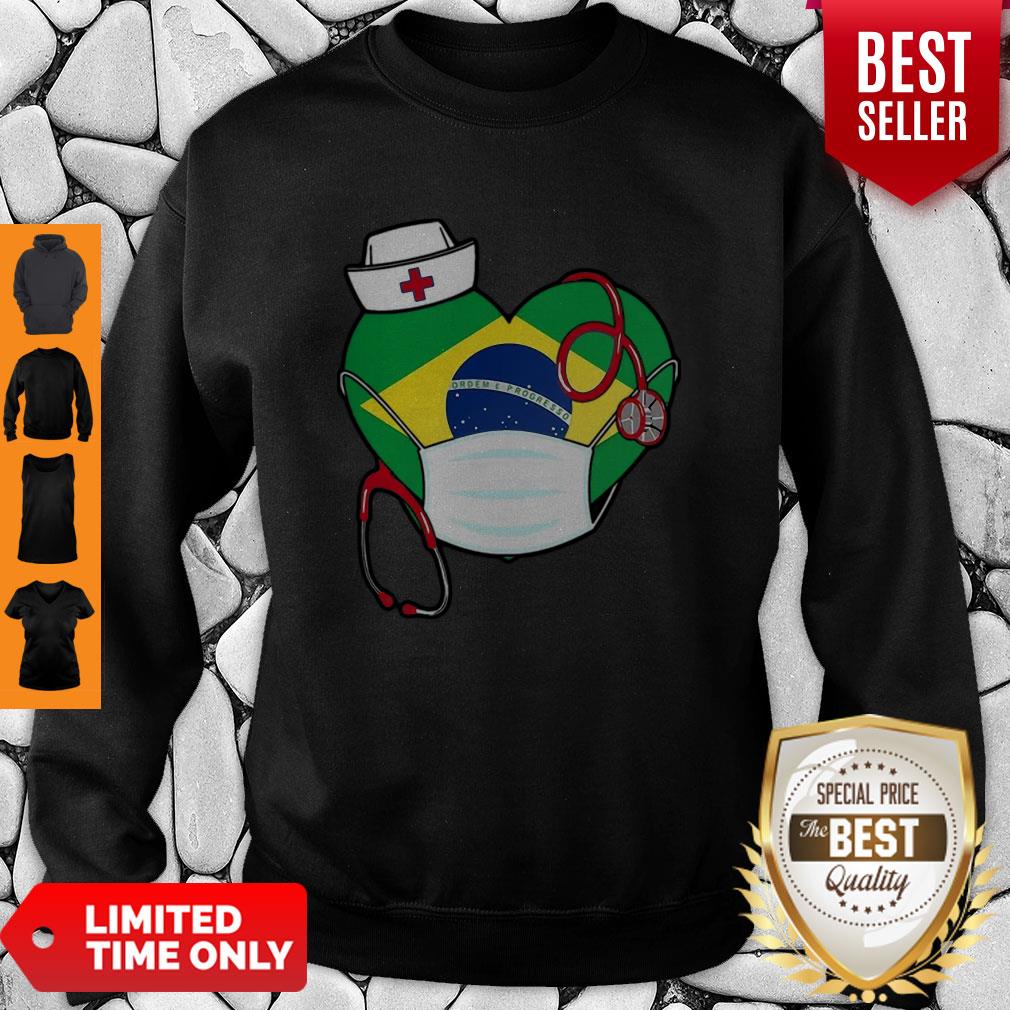 Nice Brazil Nurse Heart Stethoscope Shirt
