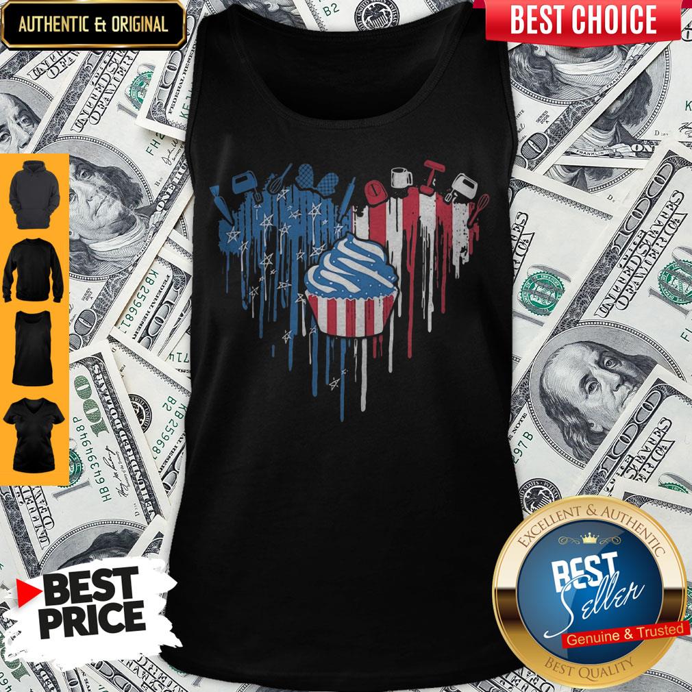 Nice Cake Heart American Flag Veteran Independence Day Shirt