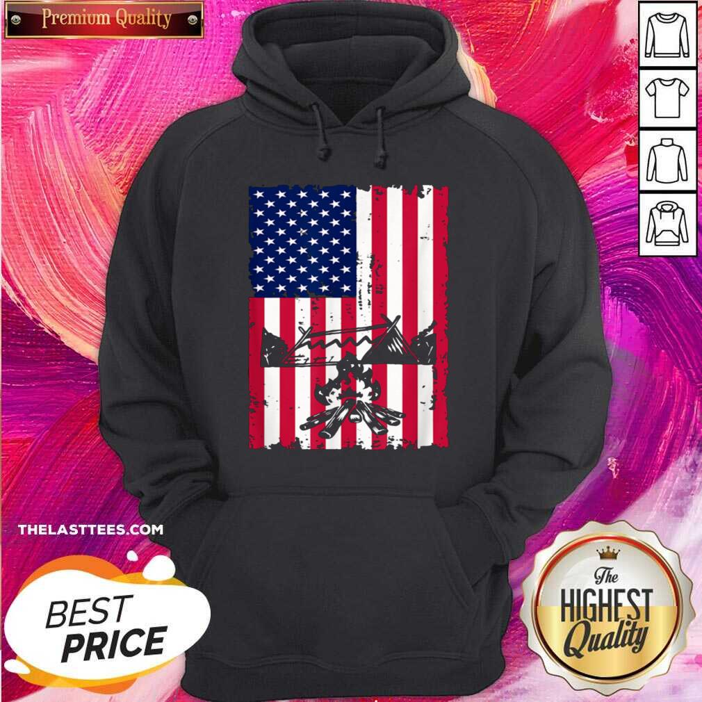 Nice Camping American Flag Camper Campsite Shirt