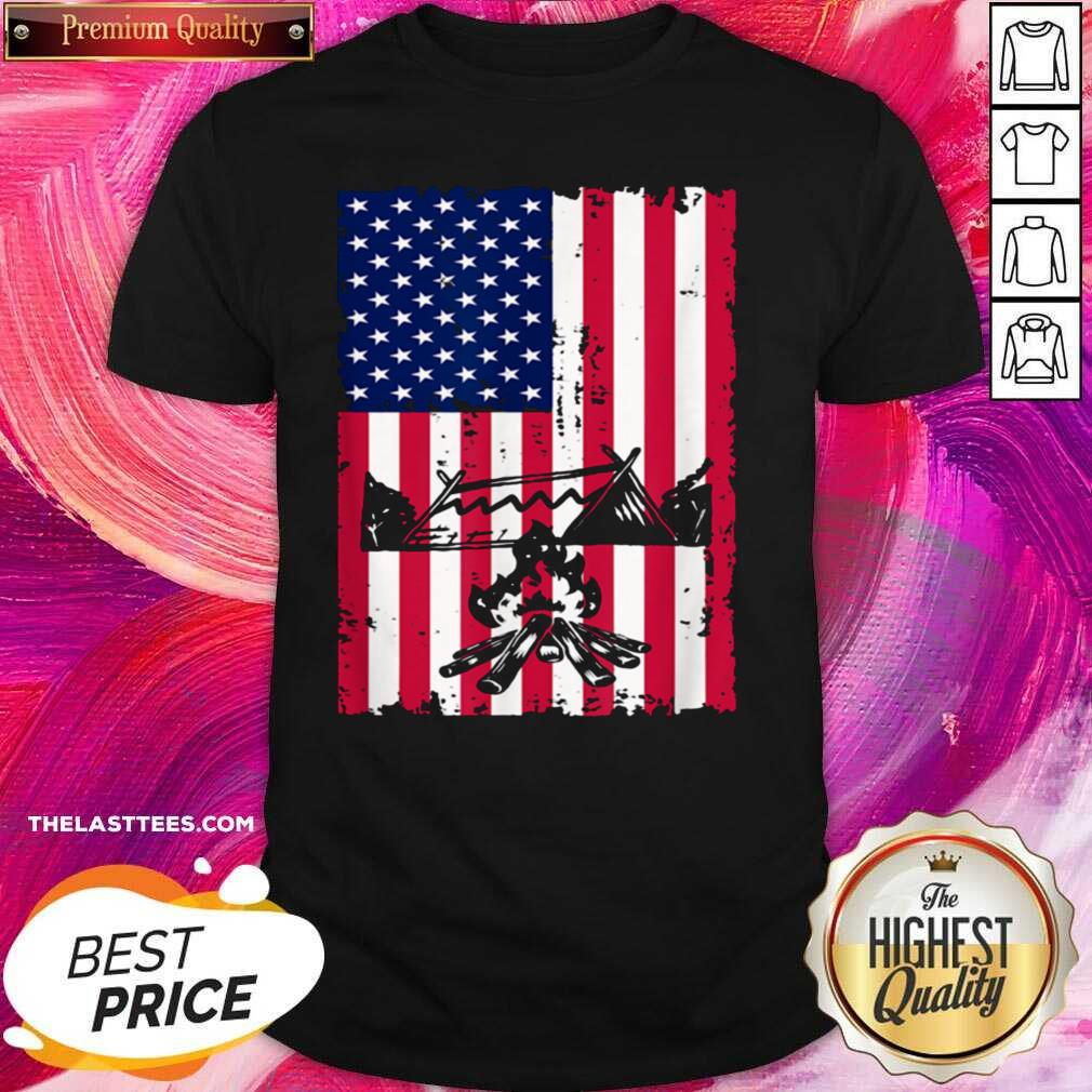 Nice Camping American Flag Camper Campsite Shirt