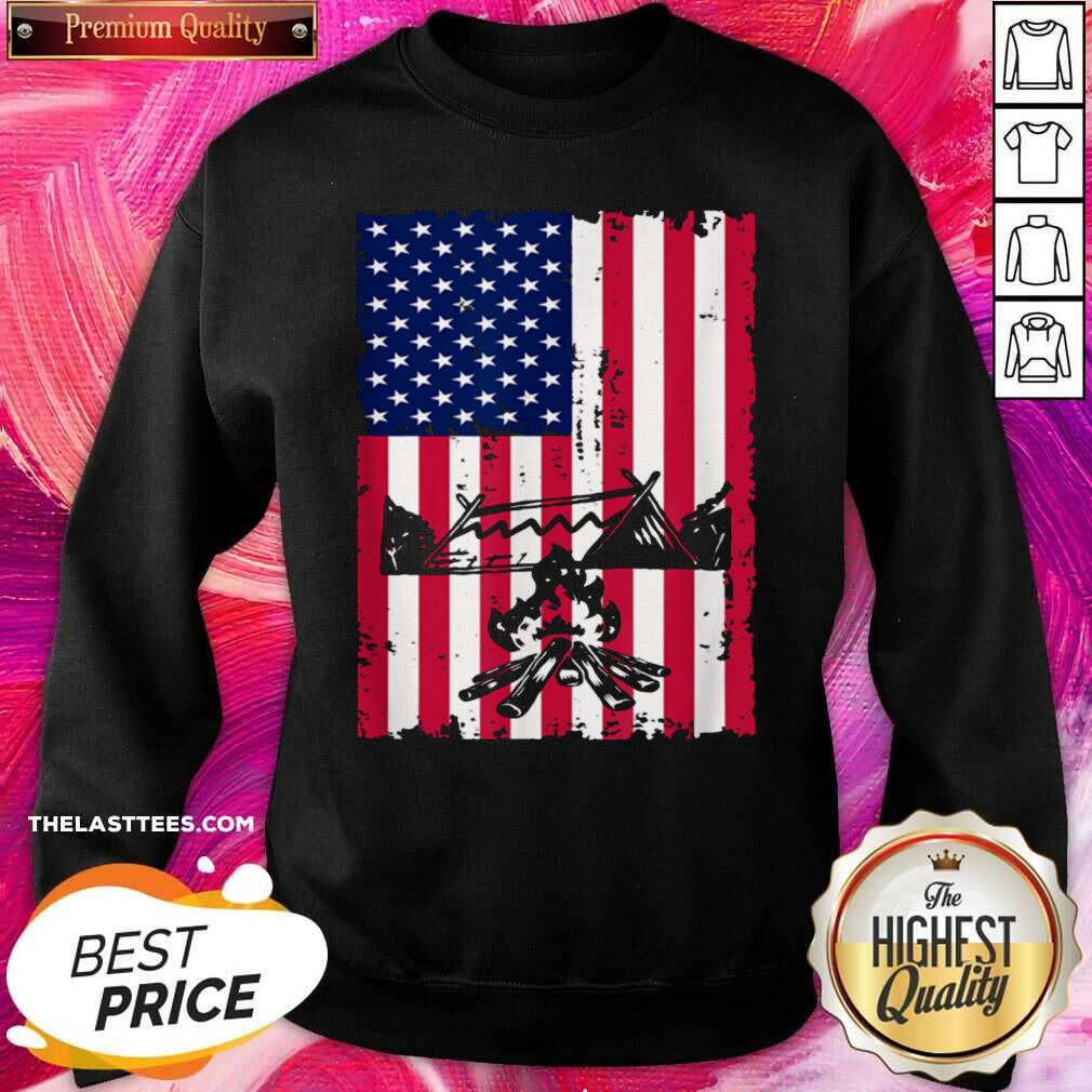 Nice Camping American Flag Camper Campsite Shirt