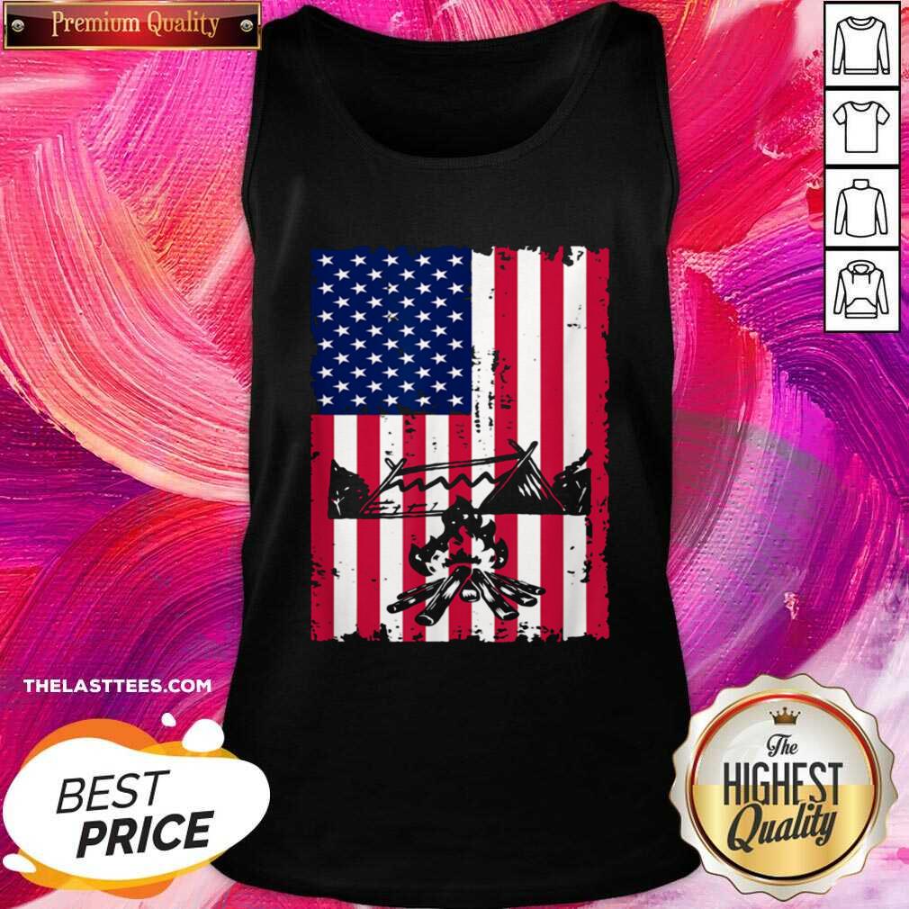 Nice Camping American Flag Camper Campsite Shirt