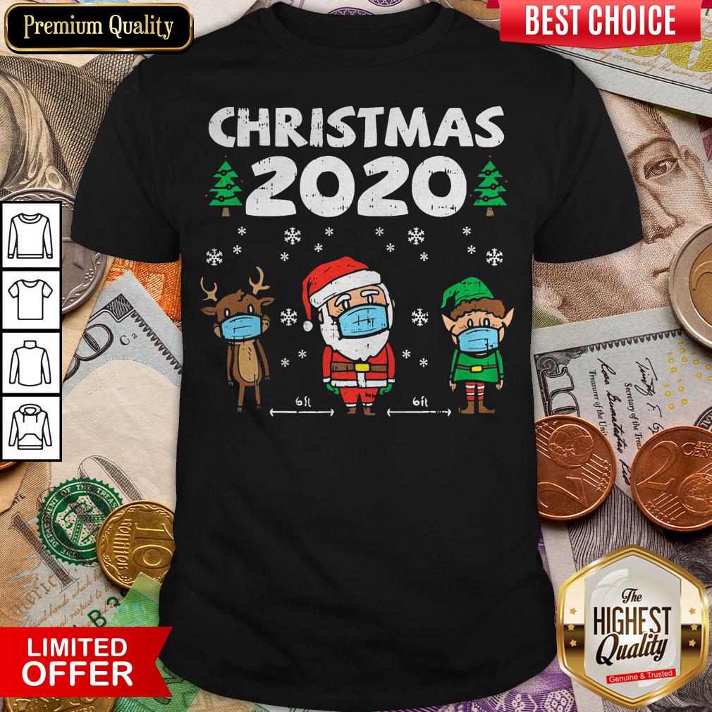 Nice Christmas 2020 Reindeer Santa Elf Face Wear Mask Shirt