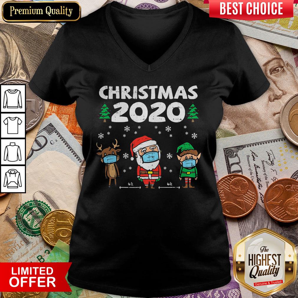 Nice Christmas 2020 Reindeer Santa Elf Face Wear Mask Shirt