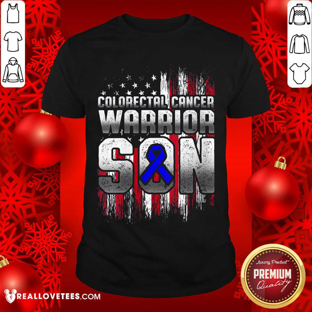 Nice Colorectal Cancer Warrior Son Ribbon American Flag Shirt