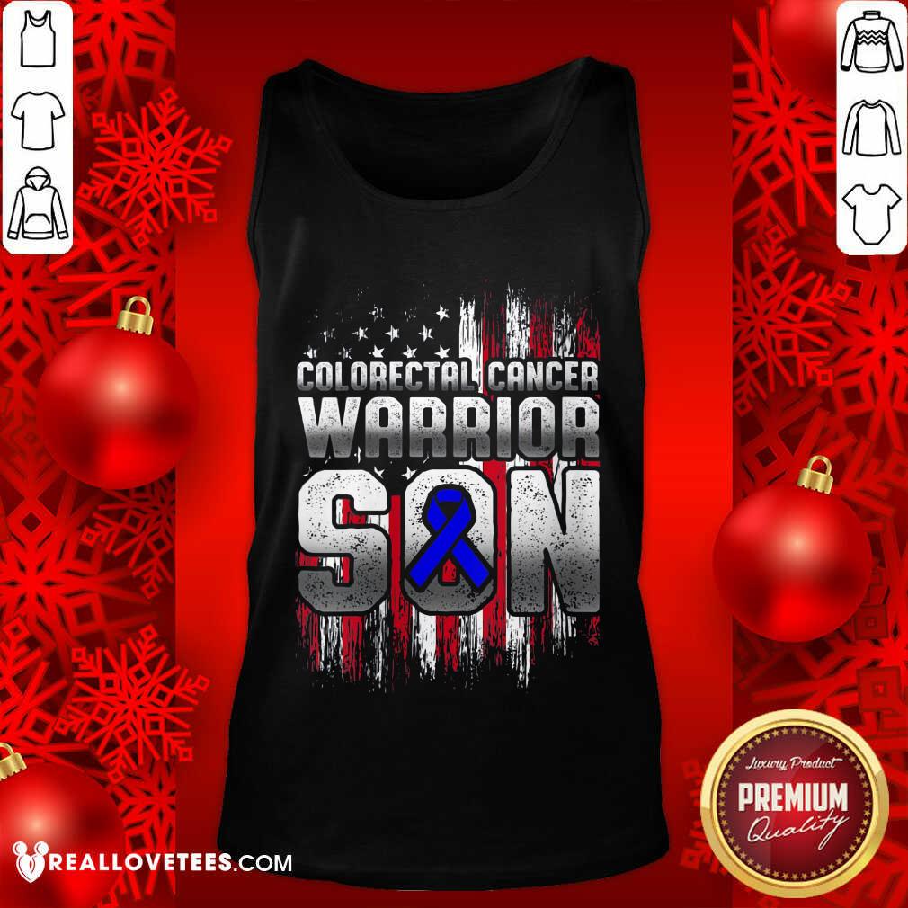 Nice Colorectal Cancer Warrior Son Ribbon American Flag Shirt