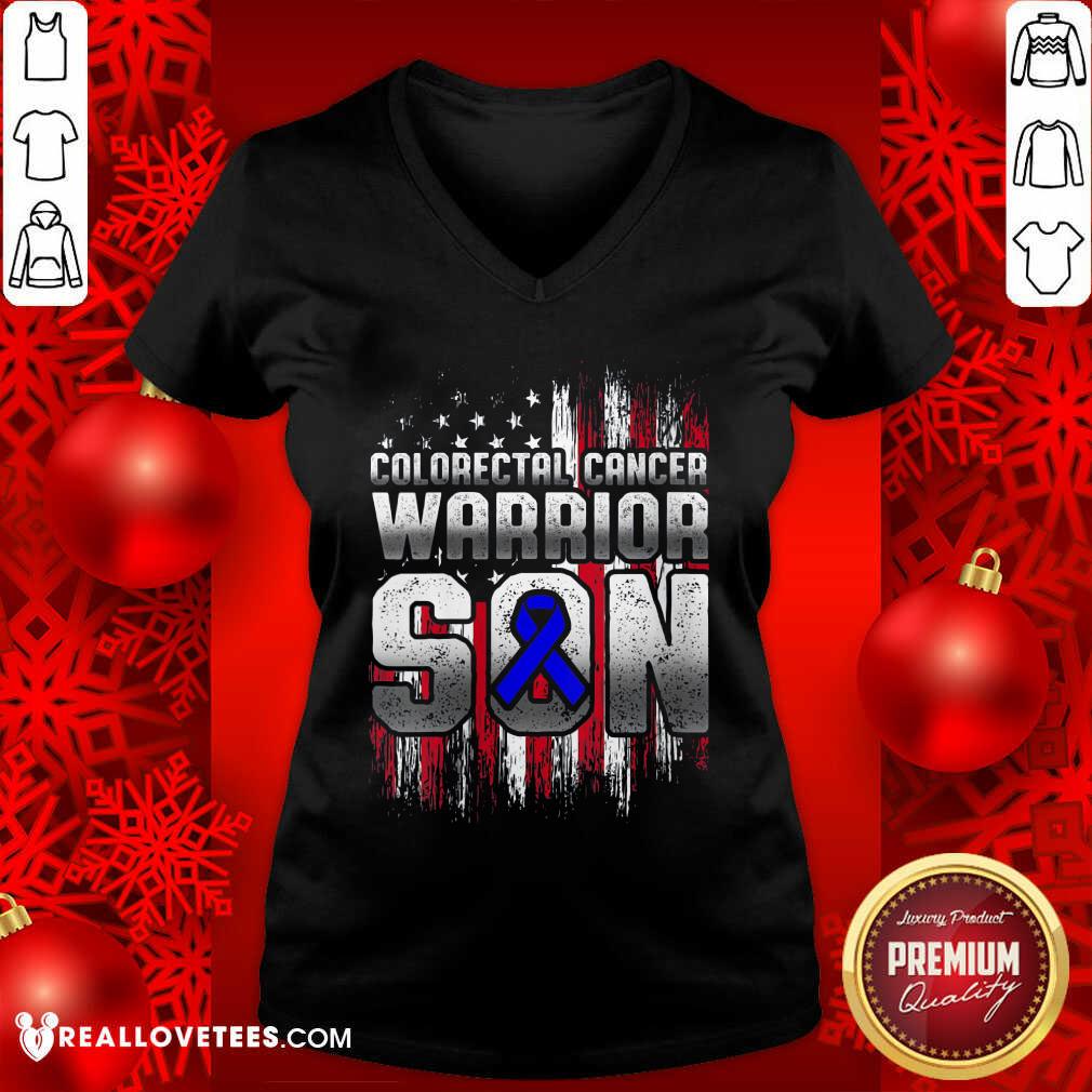 Nice Colorectal Cancer Warrior Son Ribbon American Flag Shirt
