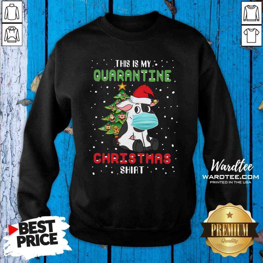 Nice Cow Santa Face Mask This Is My Quarantine Christmas Shirt
