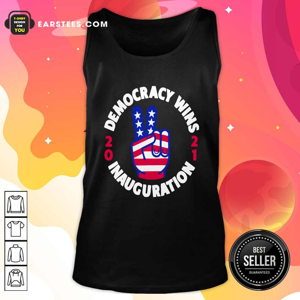 Nice Democracy Wins Inauguration Biden Harris 2021 Hand American Flag Shirt