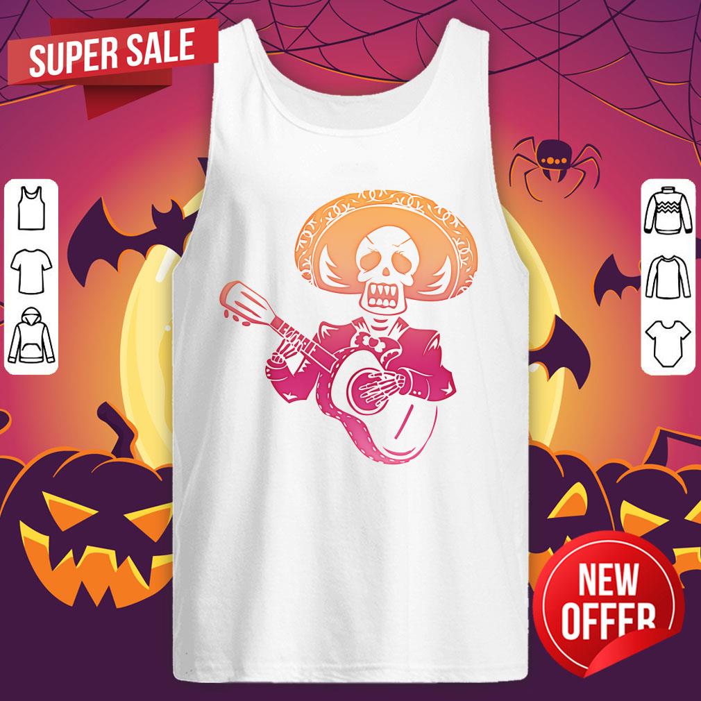 Nice Dia De Los Muertos Mexican Skull Playing Guitar Shirt