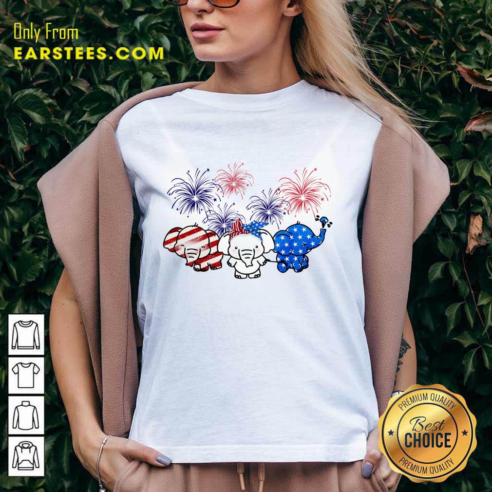 Nice Elephants American Flag Firework Shirt