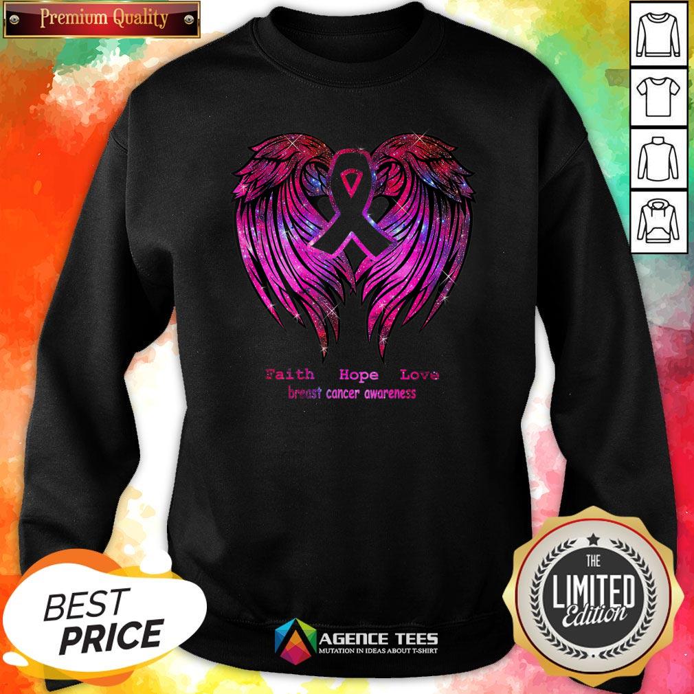 Nice Faith Hope Love Breast Cancer Awareness Pink Wings Shirt