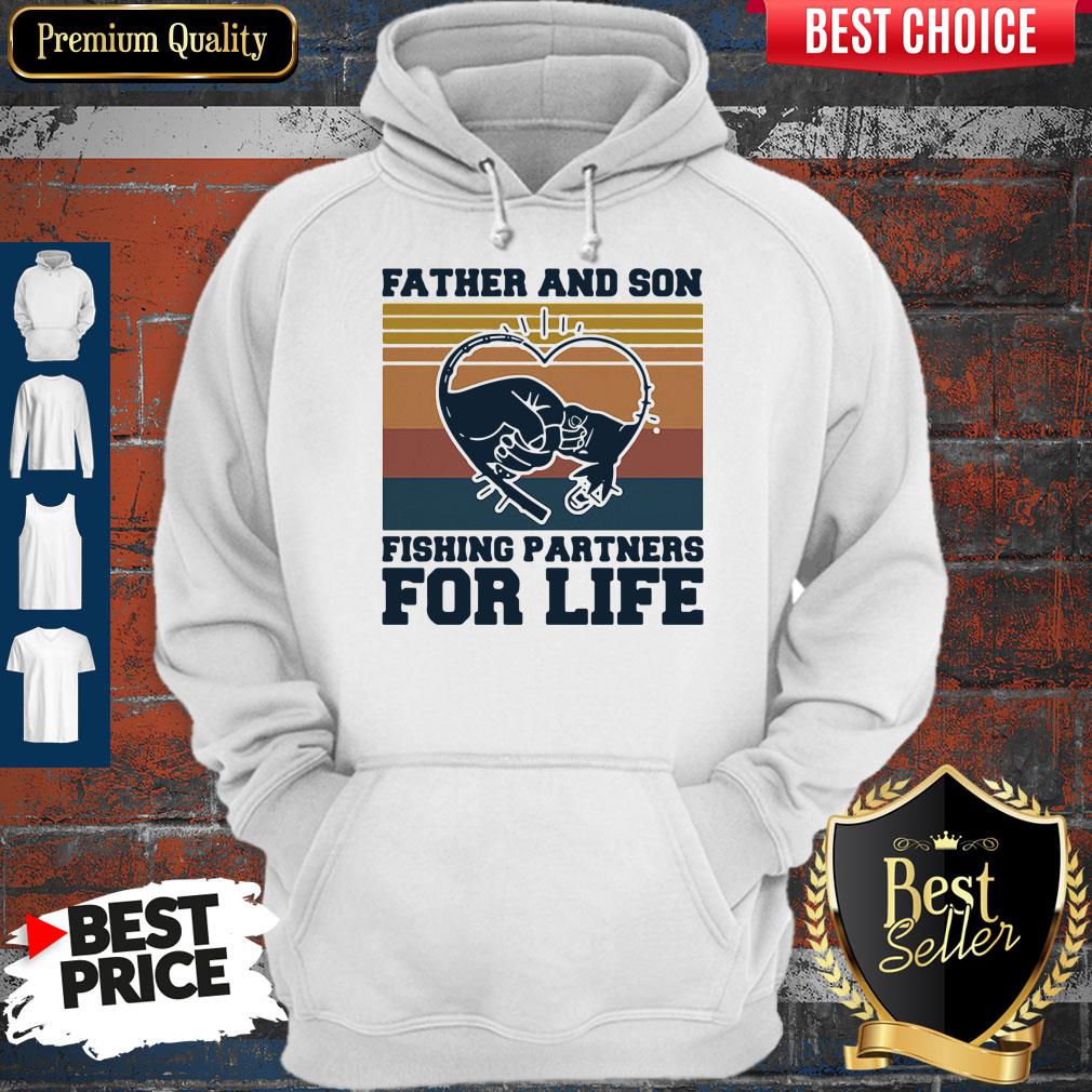 Nice Father And Son Fishing Partners For Life Hand Heart Vintage Shirt