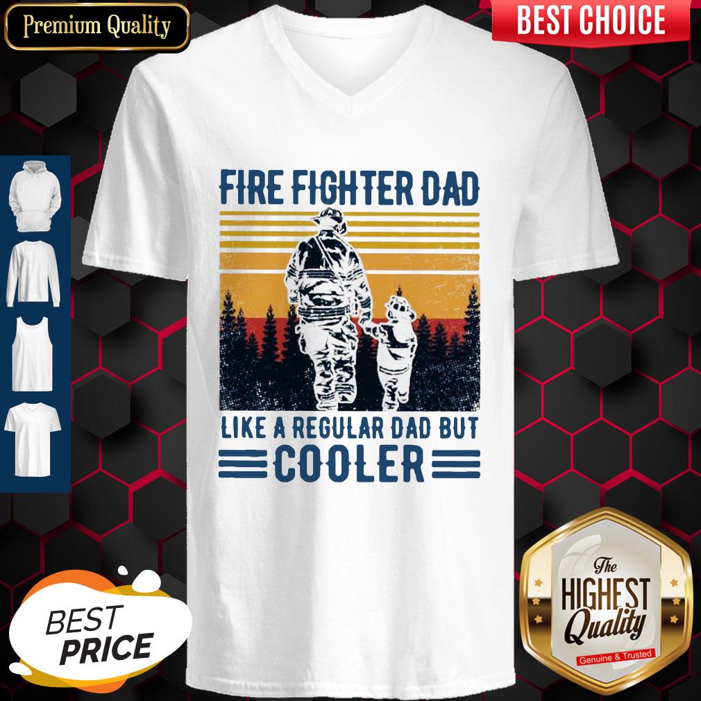 Nice Fire Fighter Dad Like A Regular Dad But Cooler Vintage Shirt