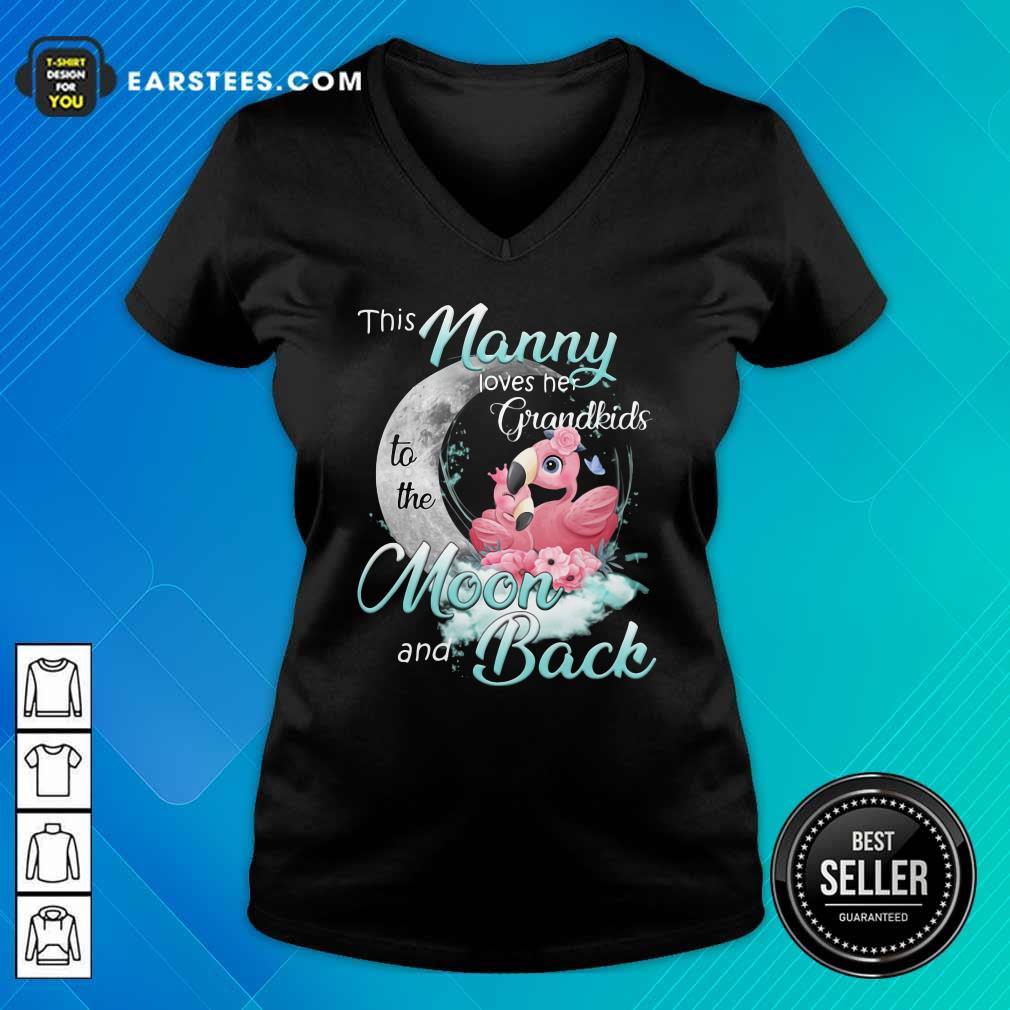 Nice Flamingo This Nanny Loves Her Grandkids To The Moon And Back Shirt