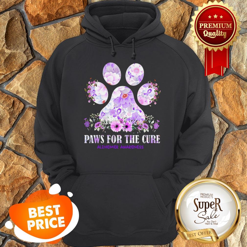 Nice Flower Paws For The Cure Alzheimer Awareness Shirt