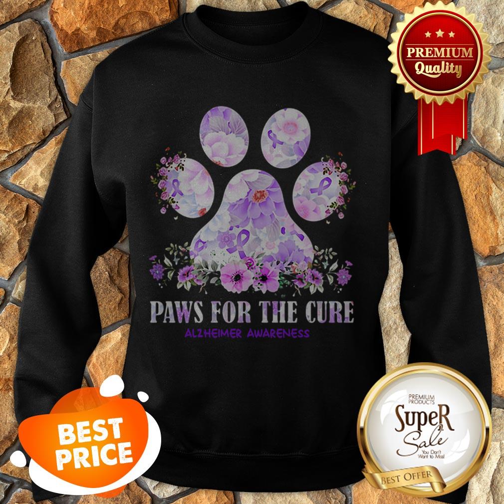 Nice Flower Paws For The Cure Alzheimer Awareness Shirt