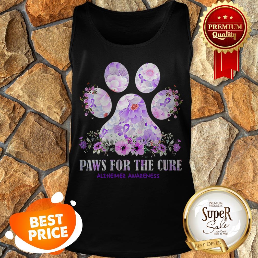 Nice Flower Paws For The Cure Alzheimer Awareness Shirt