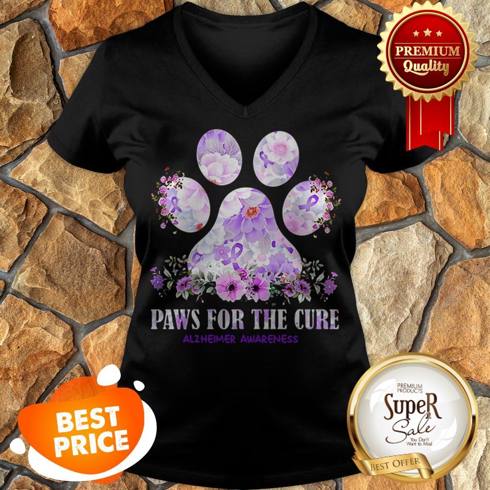 Nice Flower Paws For The Cure Alzheimer Awareness Shirt