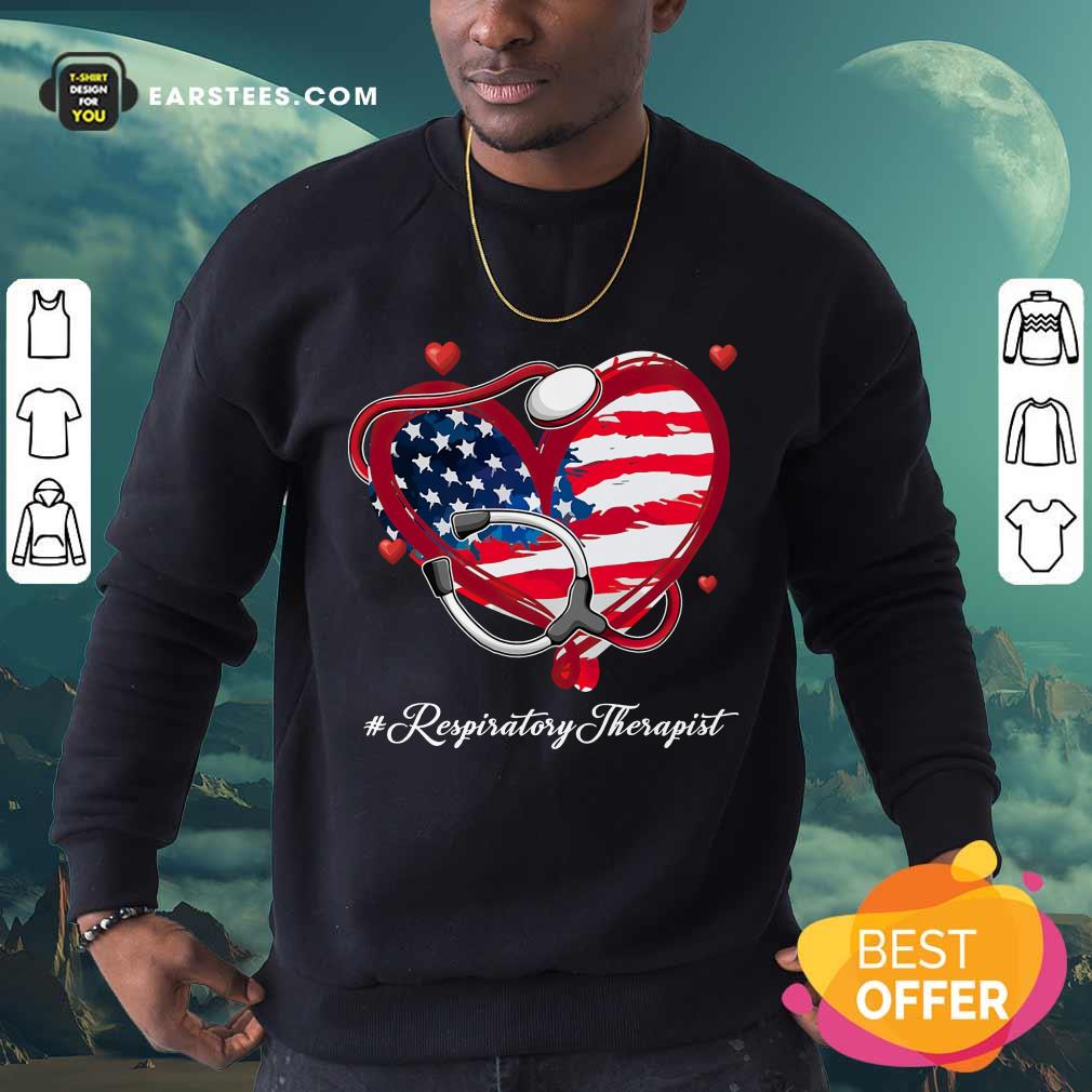 Nice Heart American Flag Respiratory Therapist Shirt