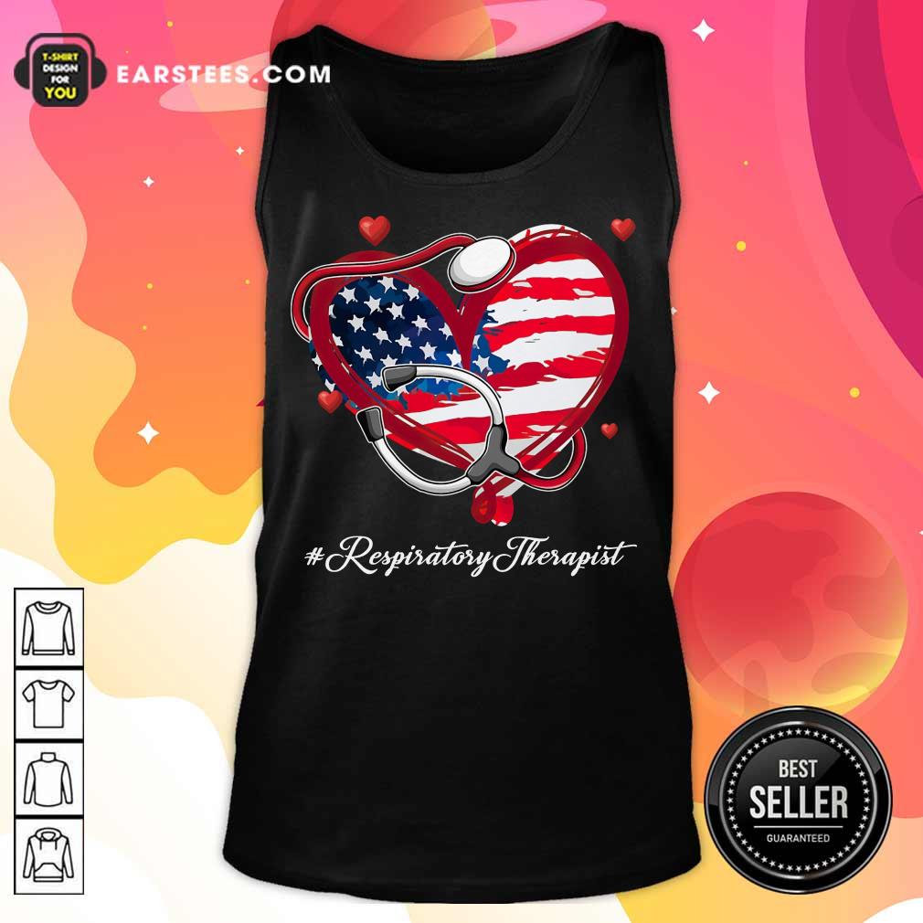 Nice Heart American Flag Respiratory Therapist Shirt