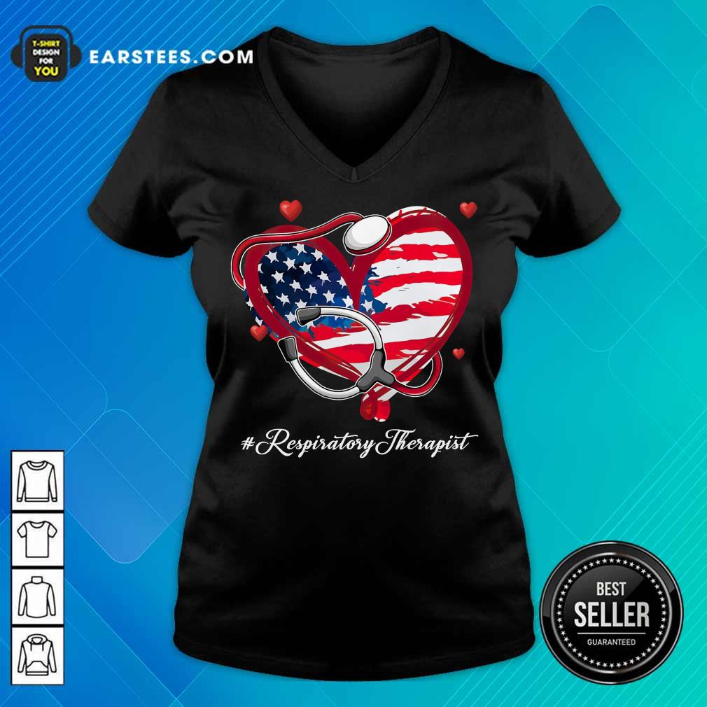 Nice Heart American Flag Respiratory Therapist Shirt