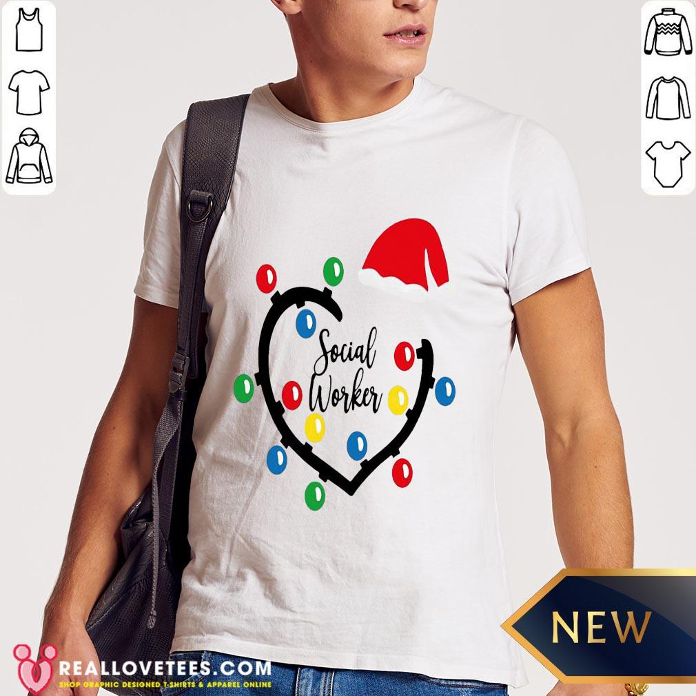 Nice Heart Santa Social Worker Light Merry Christmas Shirt
