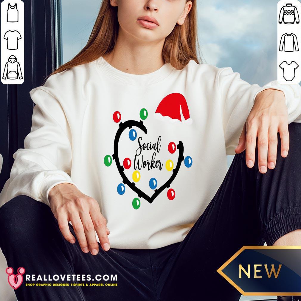 Nice Heart Santa Social Worker Light Merry Christmas Shirt