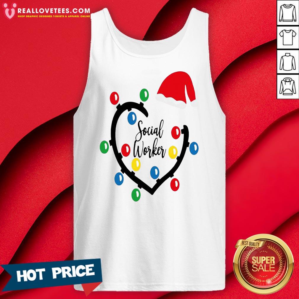 Nice Heart Santa Social Worker Light Merry Christmas Shirt