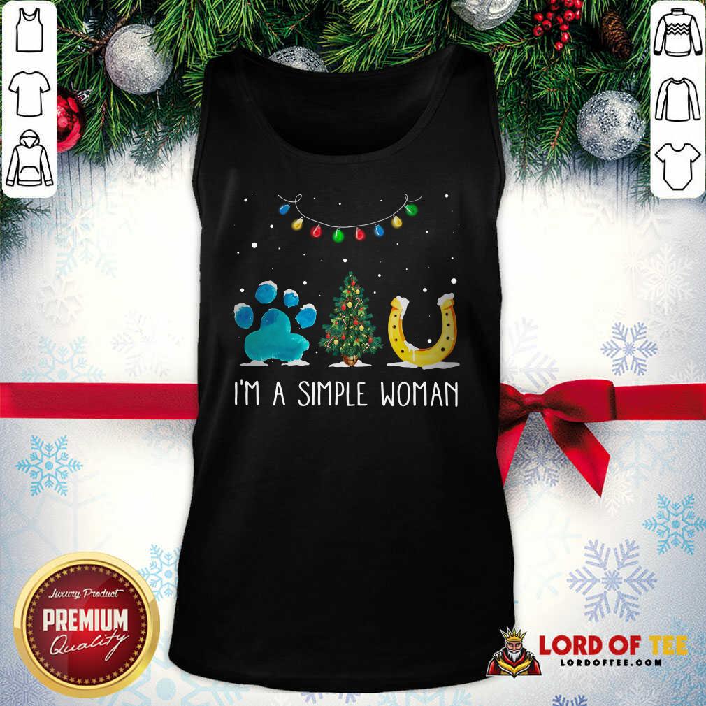 Nice I’m A Simple Woman Paw Dog Tree Christmas Horseshoe Shirt
