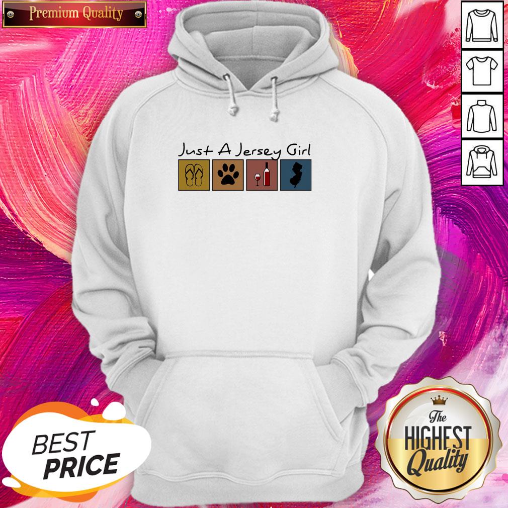 Nice Just A Jersey Girl Flip Flop Cat Paw Wine Shirt