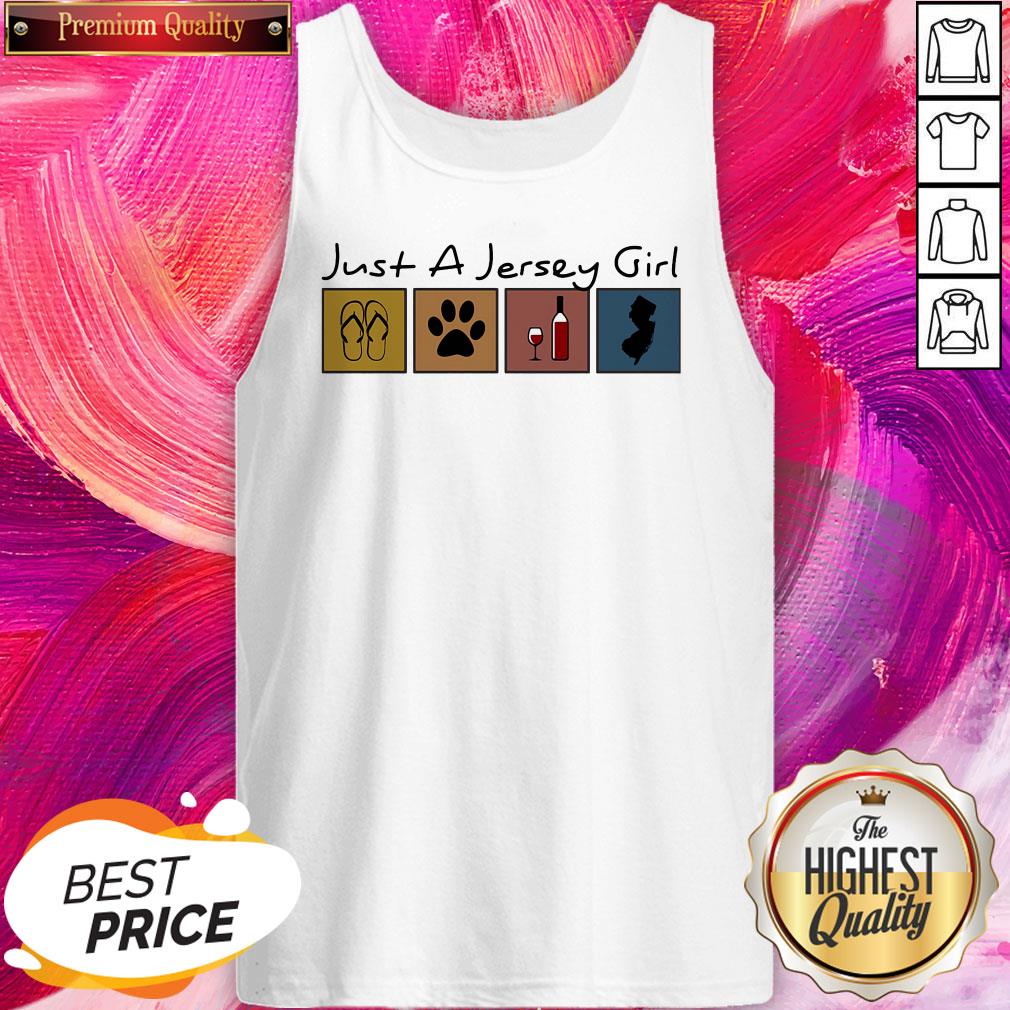 Nice Just A Jersey Girl Flip Flop Cat Paw Wine Shirt