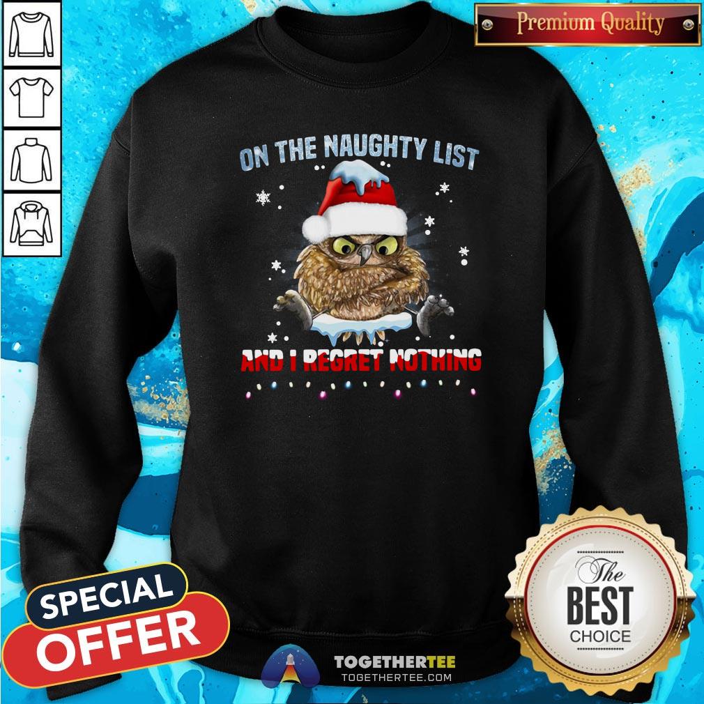 Nice Owl On The Naughty List And I Regret Nothing Christmas Shirt