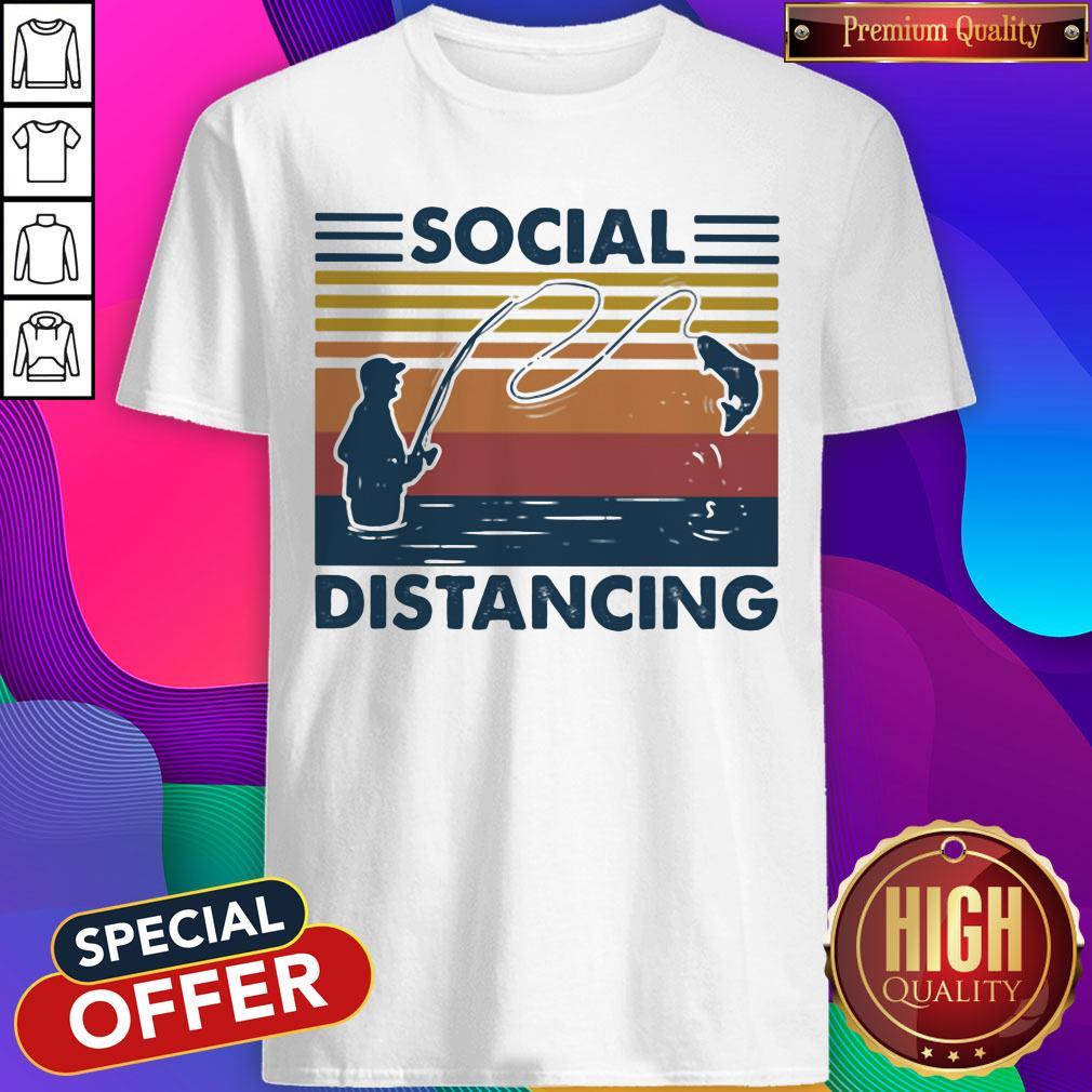 Nice Social Distancing Fishing Vintage Retro Shirt