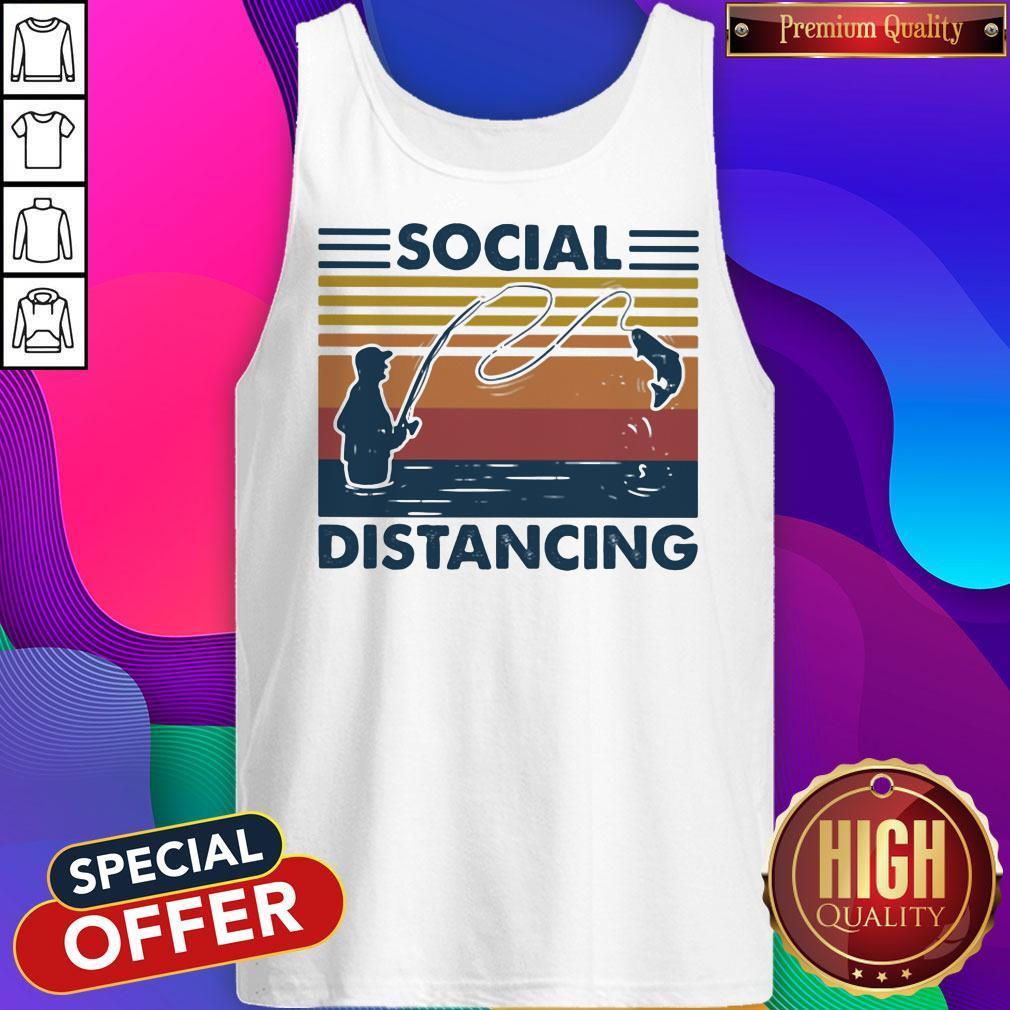 Nice Social Distancing Fishing Vintage Retro Shirt