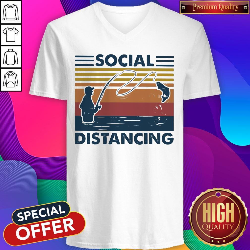 Nice Social Distancing Fishing Vintage Retro Shirt