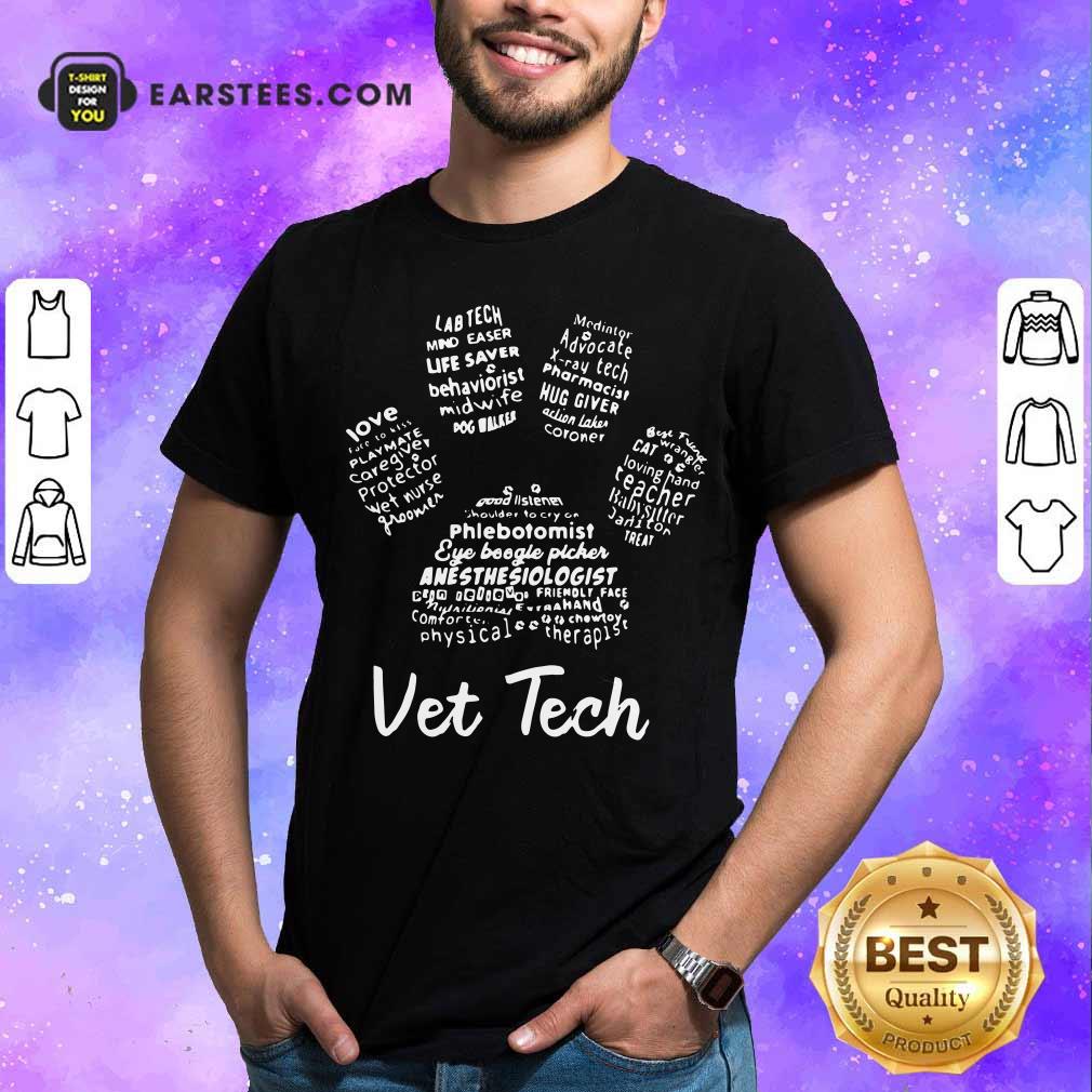 Nice Vet Tech Paw Print Shirt