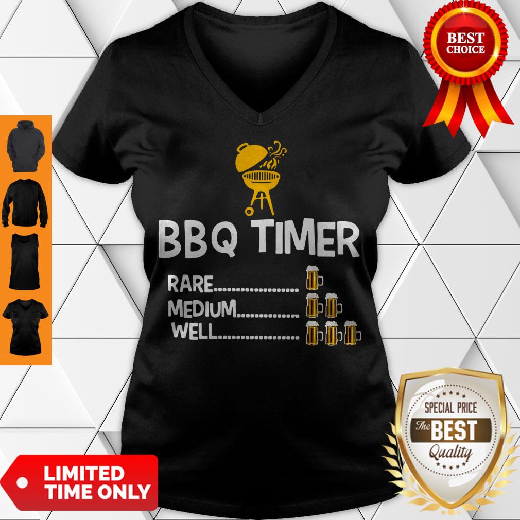 Official BBQ timer rare 1 medium 2 well 3 beers shirt