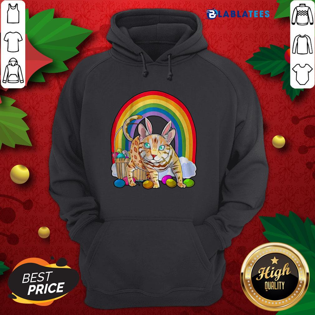 Official Bengal Cat Easter Eggs Bunny Rabbit Rainbow Shirt