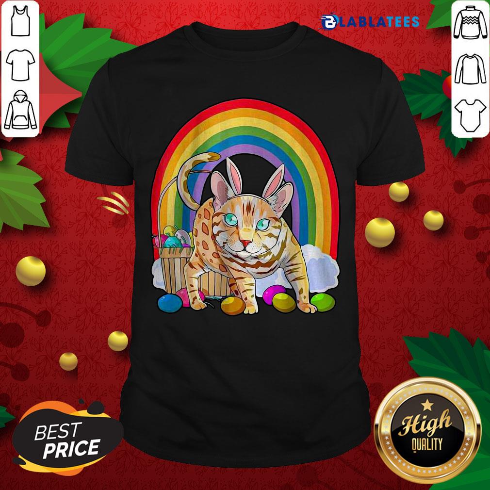 Official Bengal Cat Easter Eggs Bunny Rabbit Rainbow Shirt