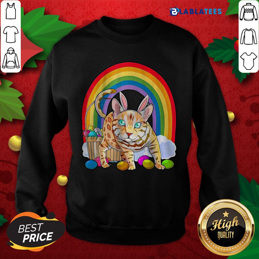 Official Bengal Cat Easter Eggs Bunny Rabbit Rainbow Shirt