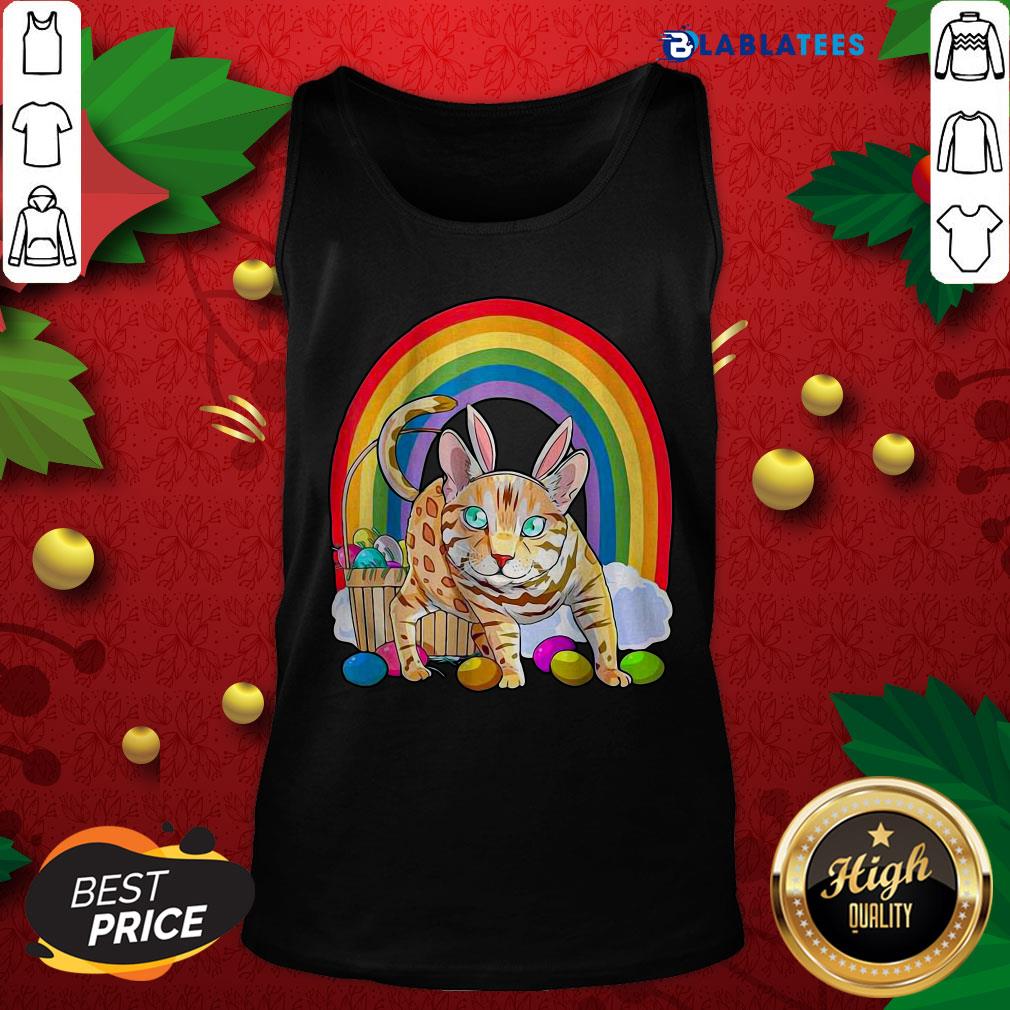 Official Bengal Cat Easter Eggs Bunny Rabbit Rainbow Shirt