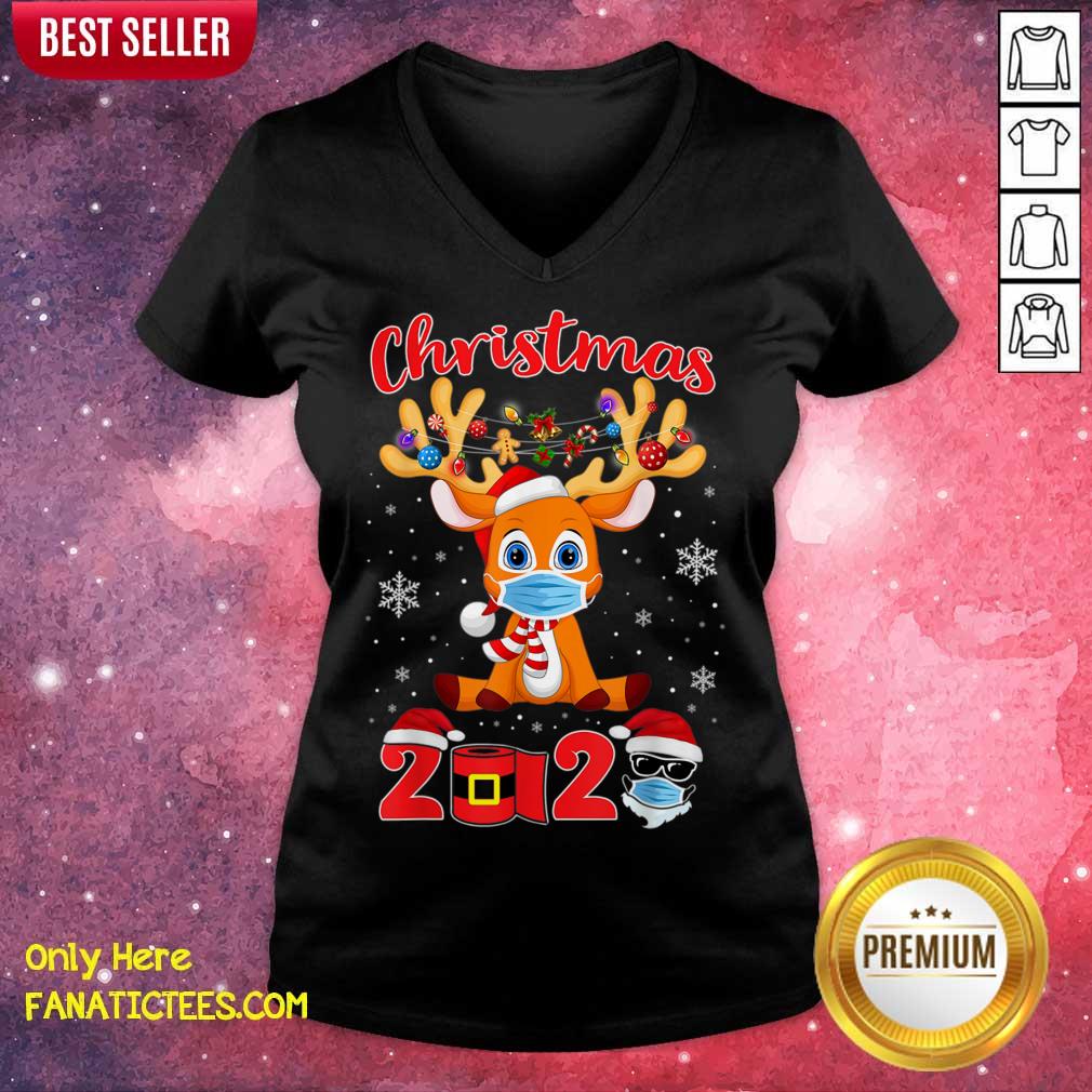 Official Christmas 2020 Reindeer Mask Matching Pajama Idea Shirt