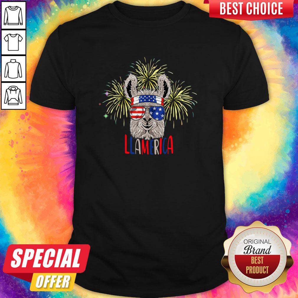 Official Llama Llalmerica American Flag 4th Of July Shirt