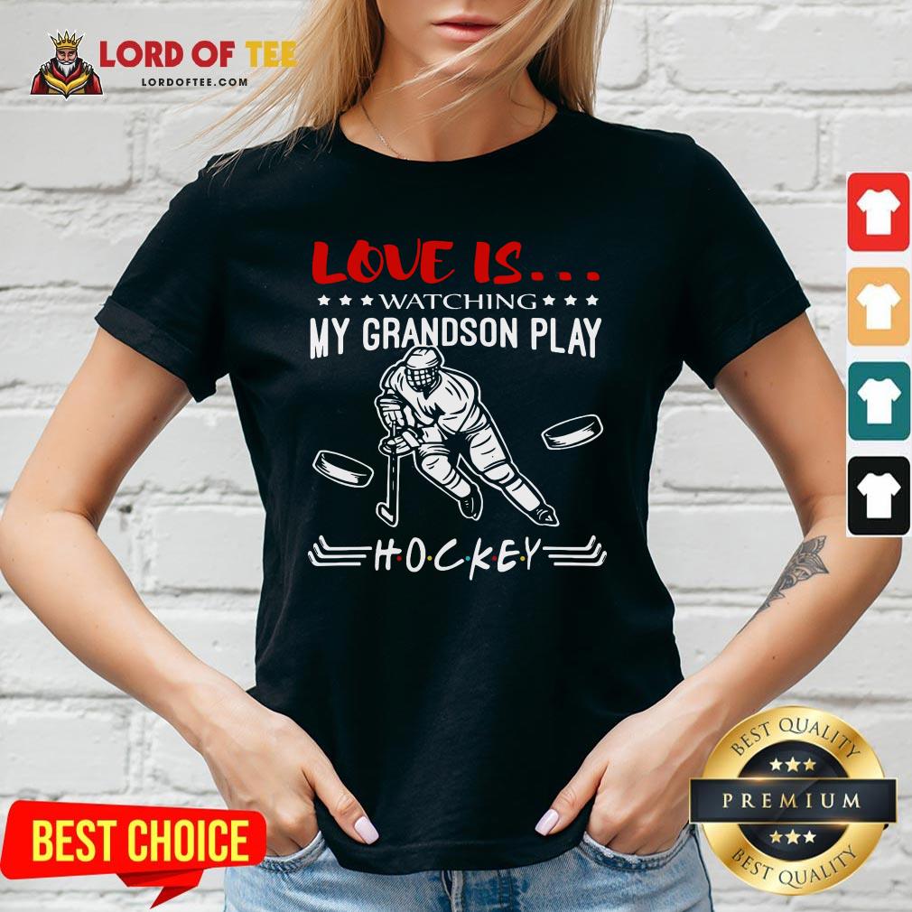 Official Love Is Watching My Grandson Play Hockey Shirt