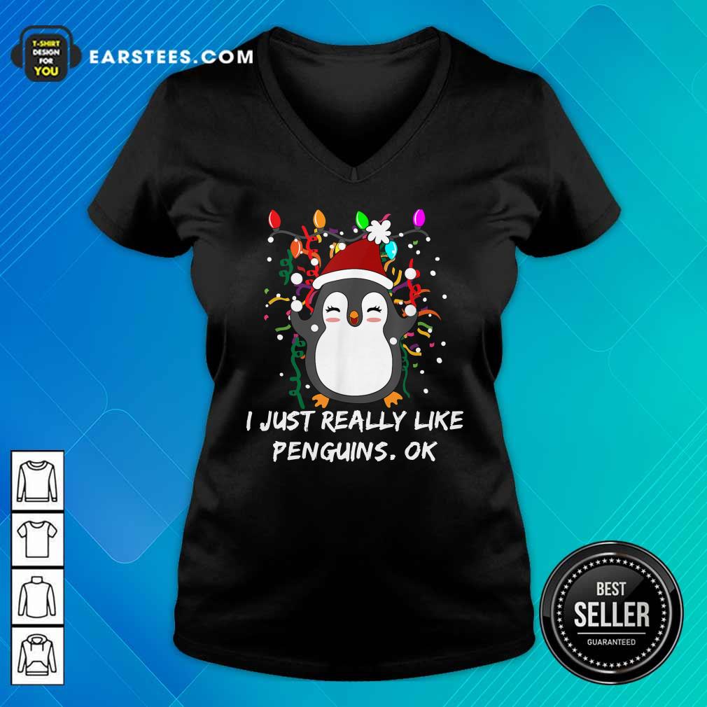 Official Merry Christmas Penguin I Just Really Like Penguins OK Shirt