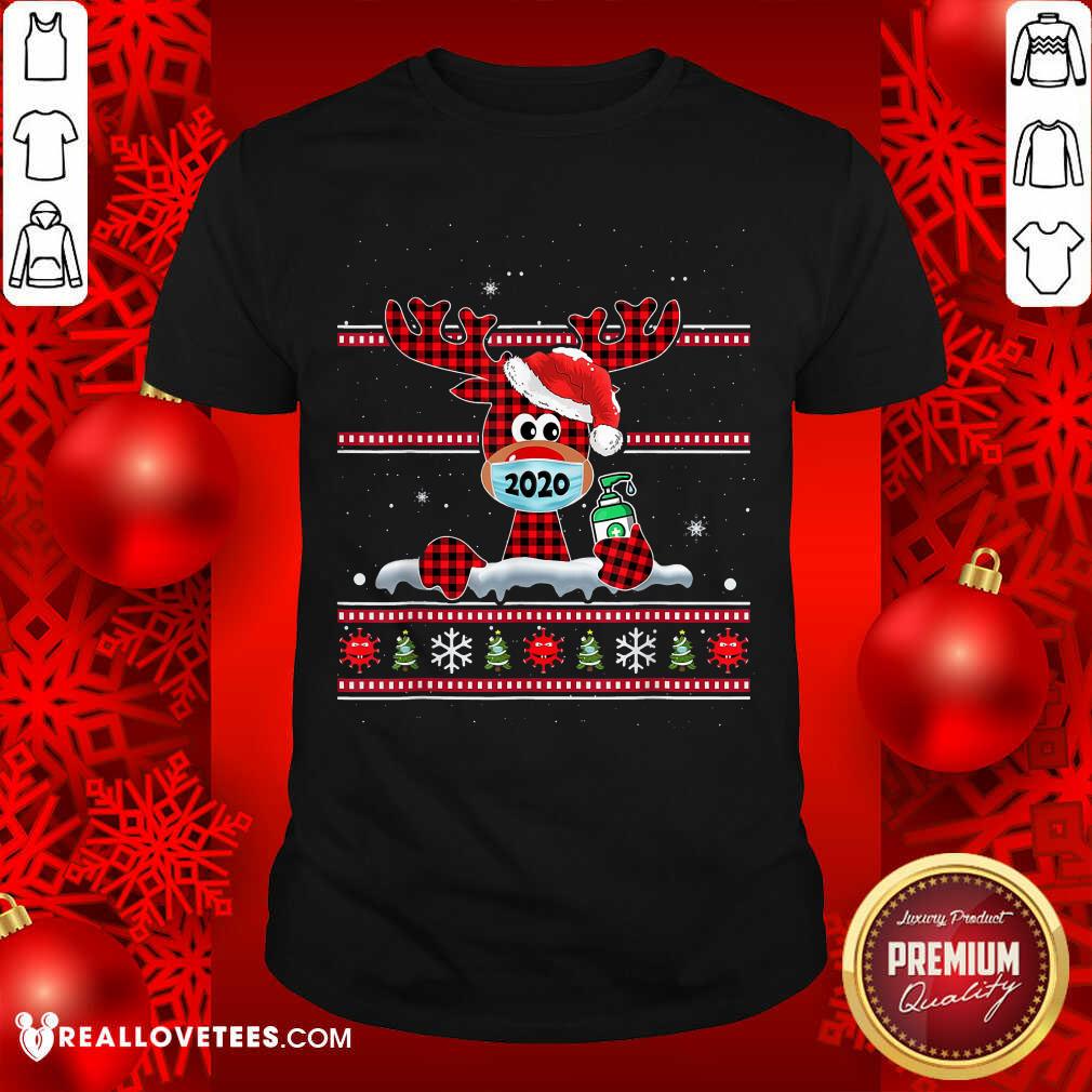 Official Merry Quarantine Christmas 2020 Reindeer Mask Family Pajamas Shirt