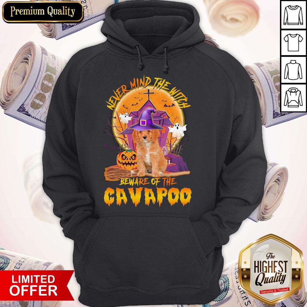 Official Never Mind The Witch Beware Of The Cavapoo Halloween Moon Shirt