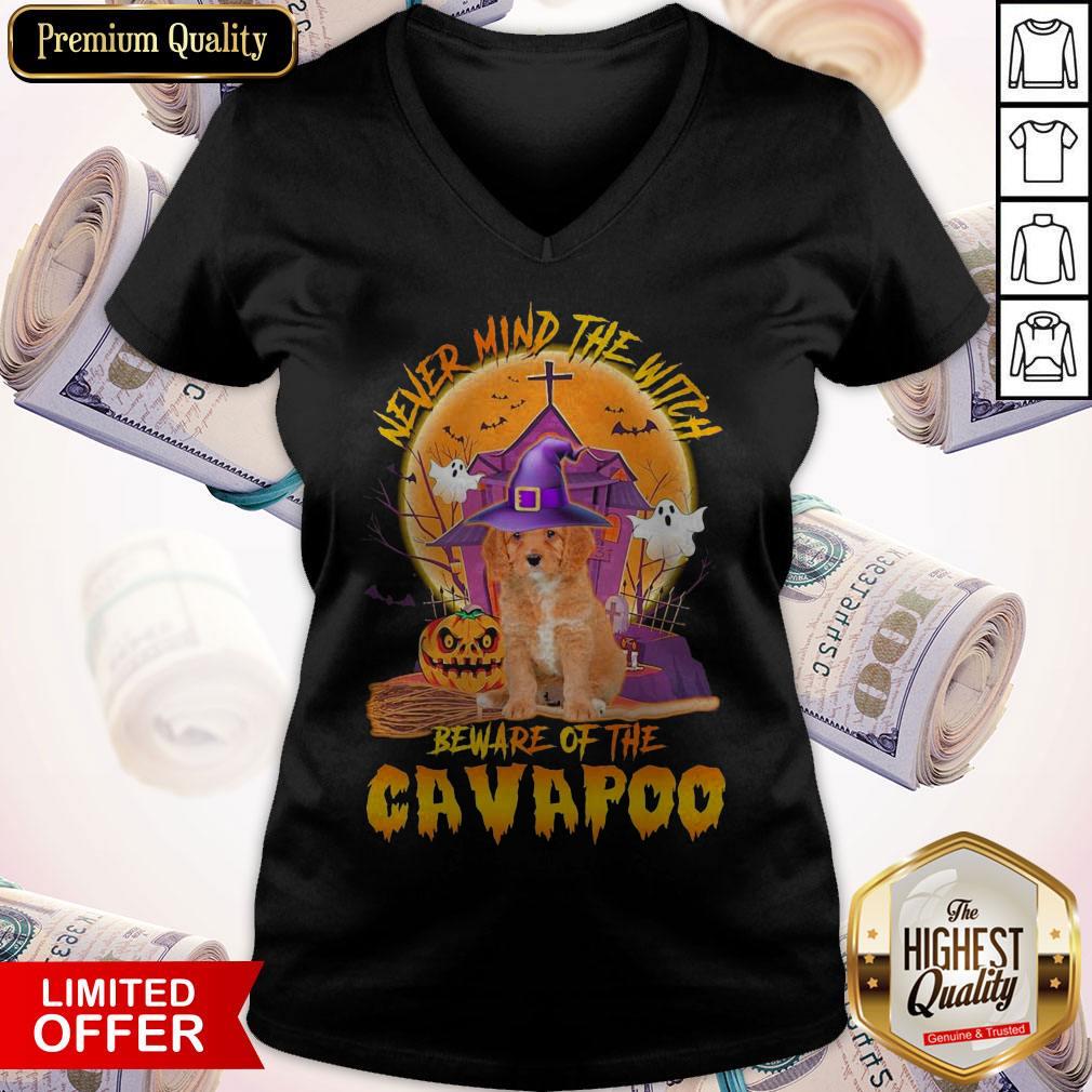 Official Never Mind The Witch Beware Of The Cavapoo Halloween Moon Shirt